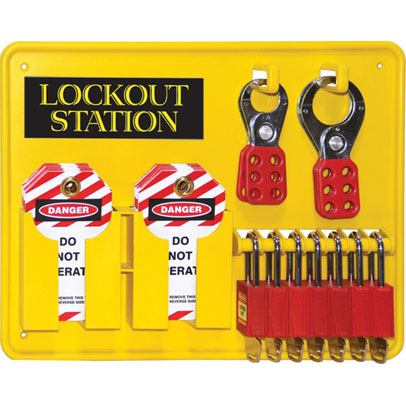 7 LOCK- OPEN LOCKOUT STATION - WITH CONTENTS