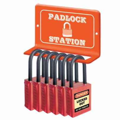 WALL MOUNTED PADLOCK STATION - 6 - STATION ONLY