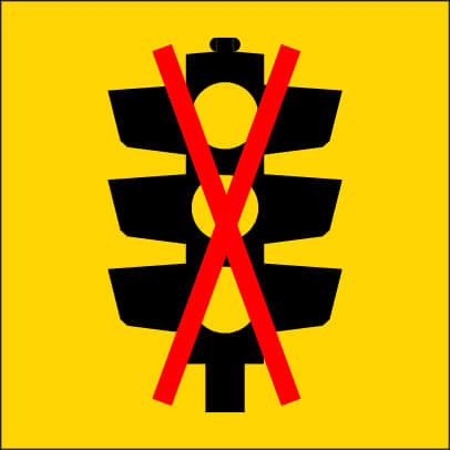 TRAFFIC SIGNALS NOT WORKING -600 X 600 CORFLUTE CLASS 1