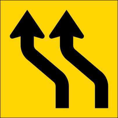 BOTH LANES LEFT DEVIATION CORFLUTE -600 X 600 CLASS 1