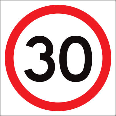 SPEED LIMIT 30 CORFLUTE CLASS 1 -600 X 600