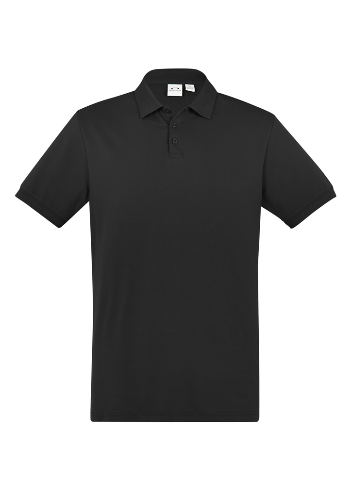 POLO MENS CITY S/S BLACK SIZE 2XL -95% COTTON 5% ELASTANE 190gsm