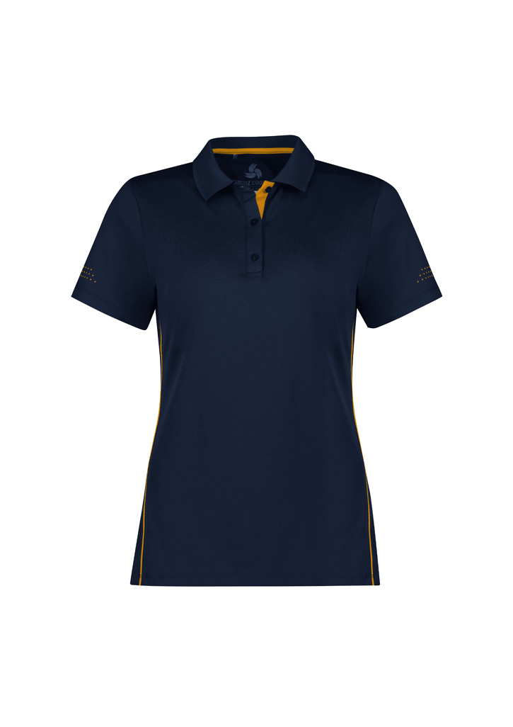 POLO LADIES BALANCE S/S SIZE 10 -NAVY/GOLD