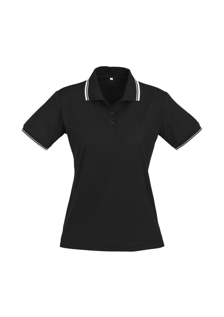 LADIESCAMBRIDGE POLO S10 - BLACK/WHITE 50% COTTON 5% POLY