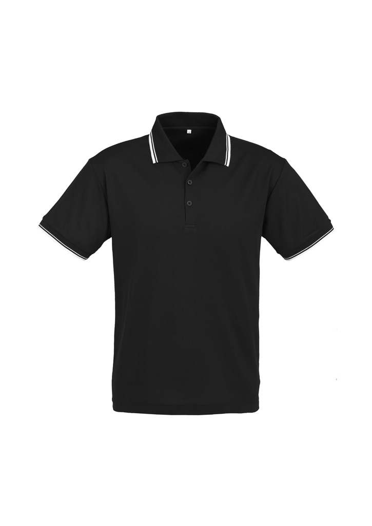 MENS CAMBRIDGE POLO 2XL - BLACK/WHITE 50% COTTON 5% POLY