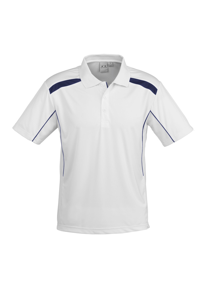 POLO MENS UNITED WHITE/NAVY 2XL -155gsm BIZ COOL FABRIC