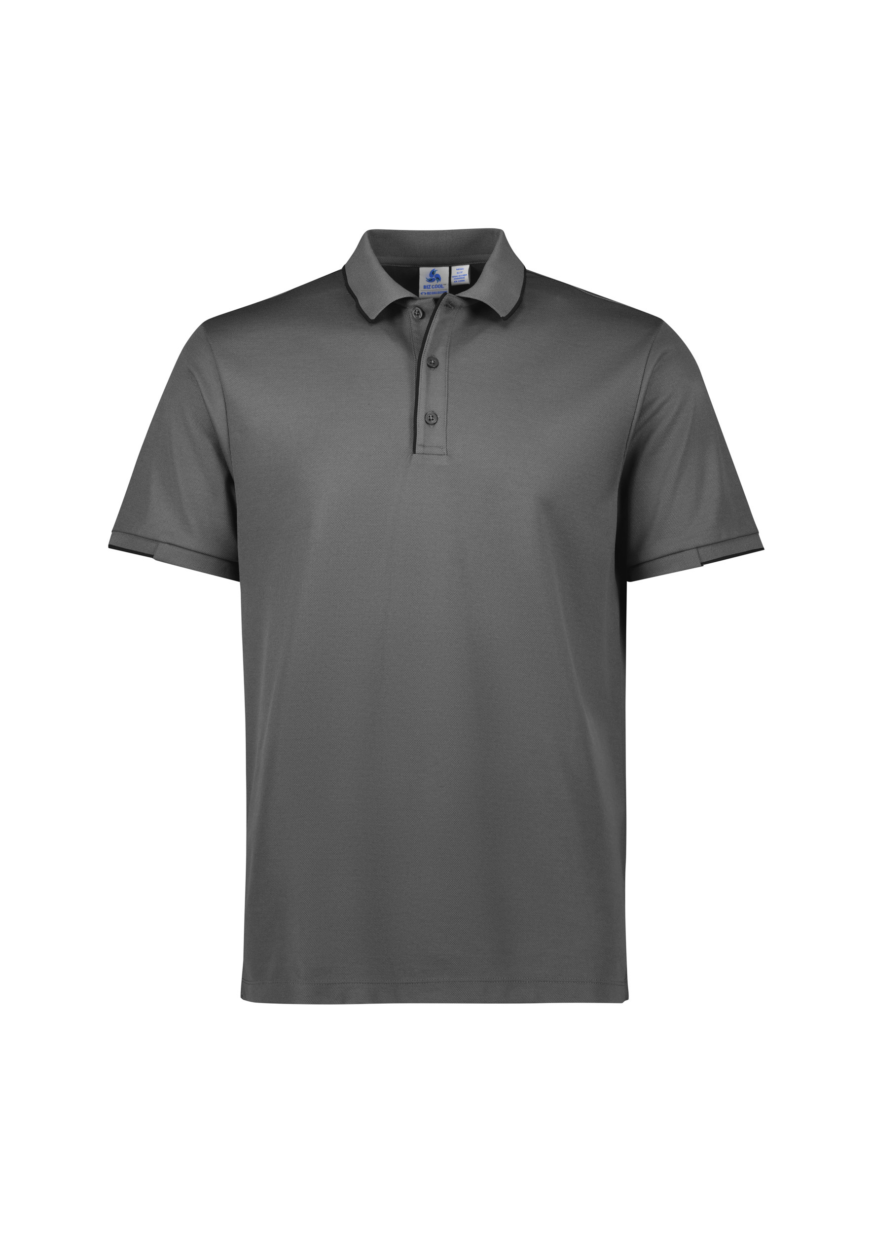 MENS FOCUS POLO ASH/BLK 2XL 80% POLY, 20% COTTON-BACK 185GSM