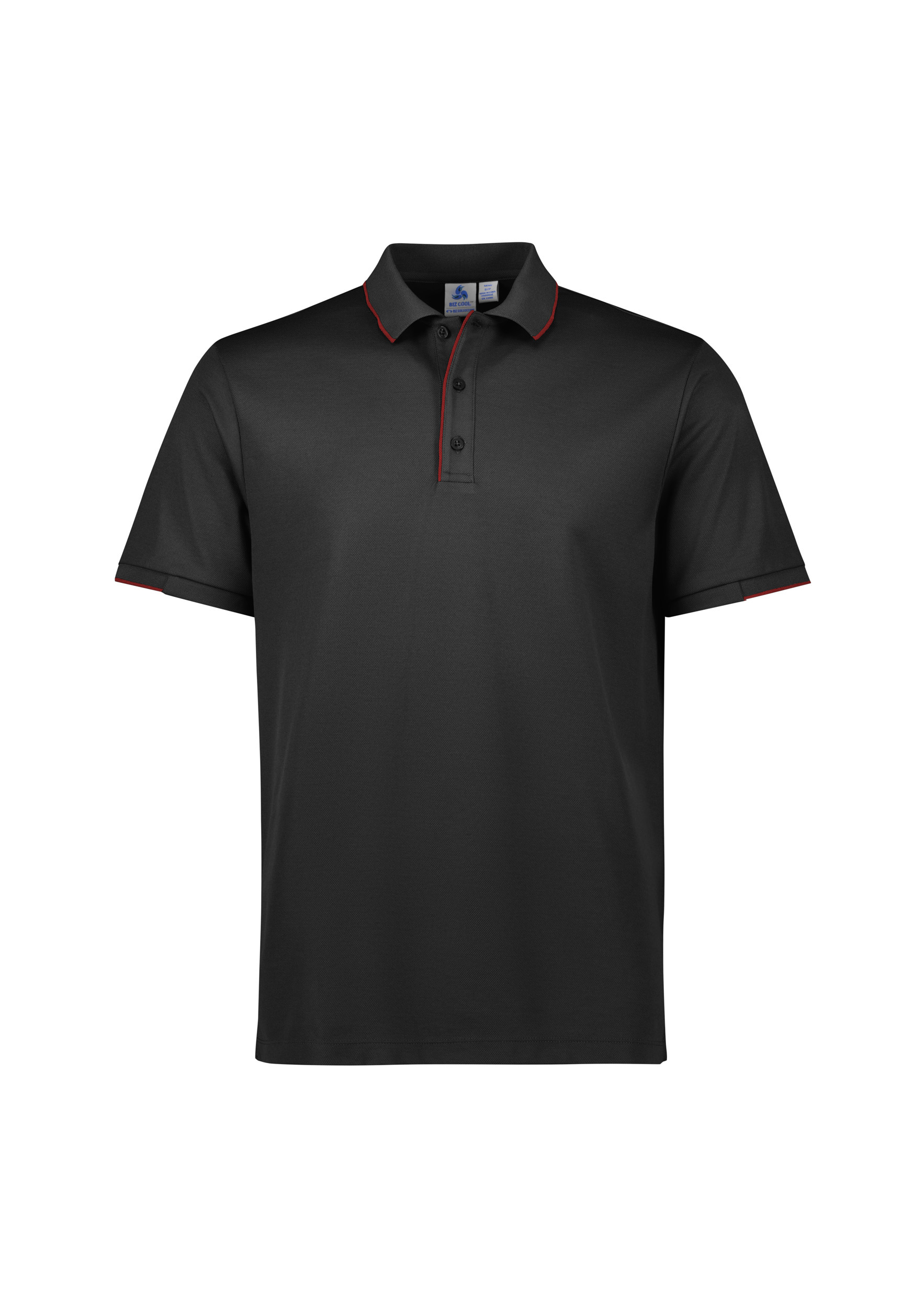 MENS FOCUS POLO BLK/RED 2XL 80% POLY, 20% COTTON-BACK 185GSM