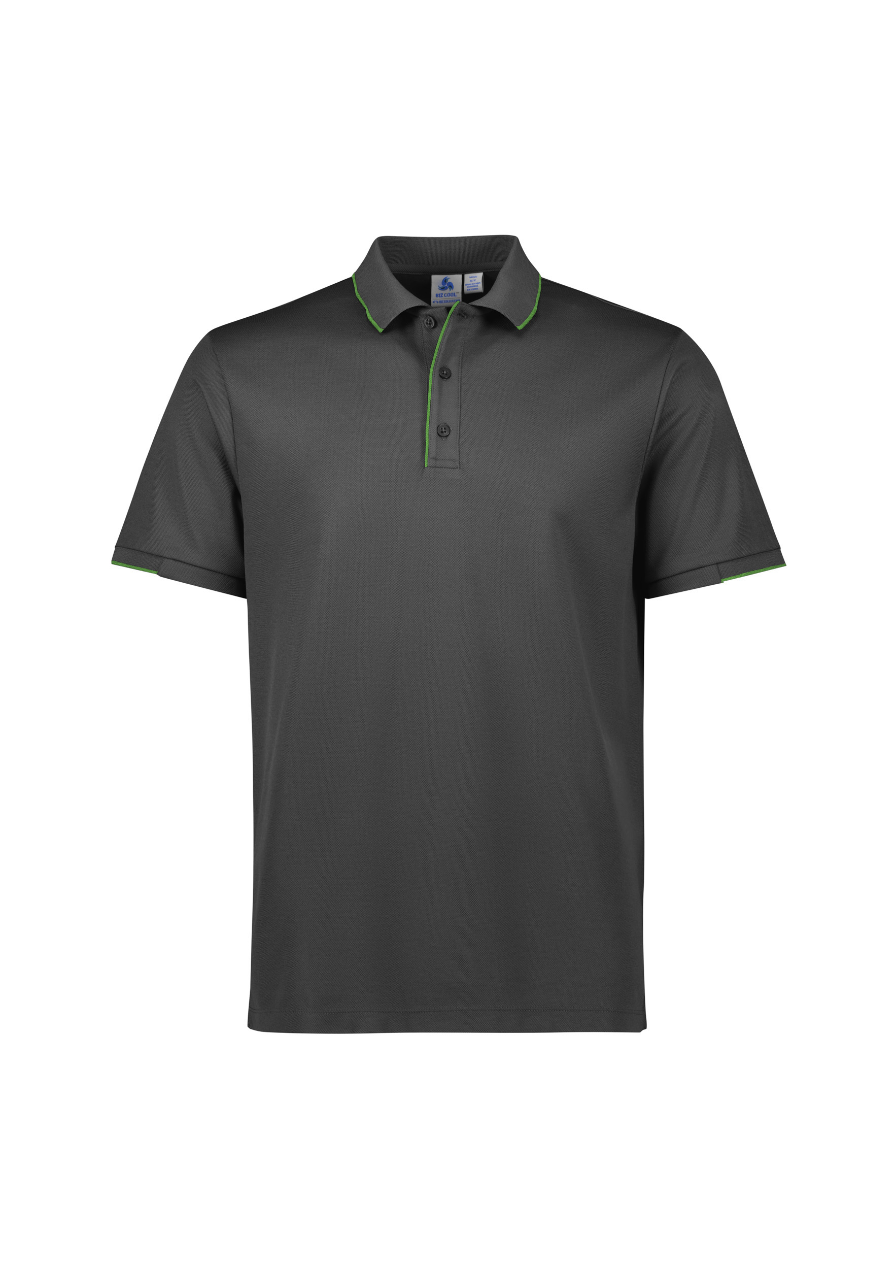 MENS FOCUS POLO GREY/FL.LIME 2XL 80% POLY, 20% COTTON-BACK 185GSM