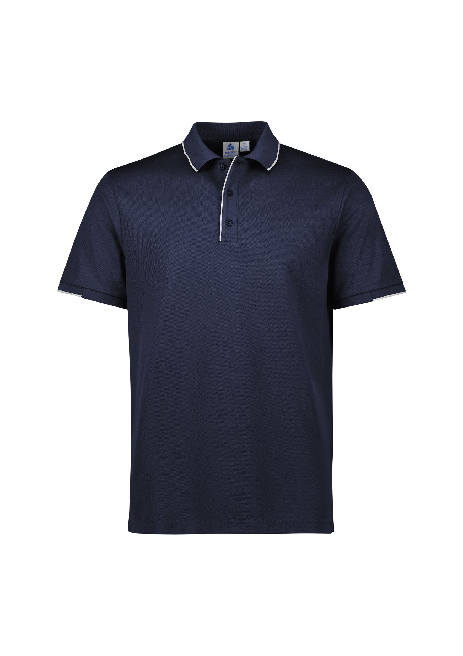 MENS FOCUS POLO NAVY/WHT 2XL 80% POLY, 20% COTTON-BACK 185GSM