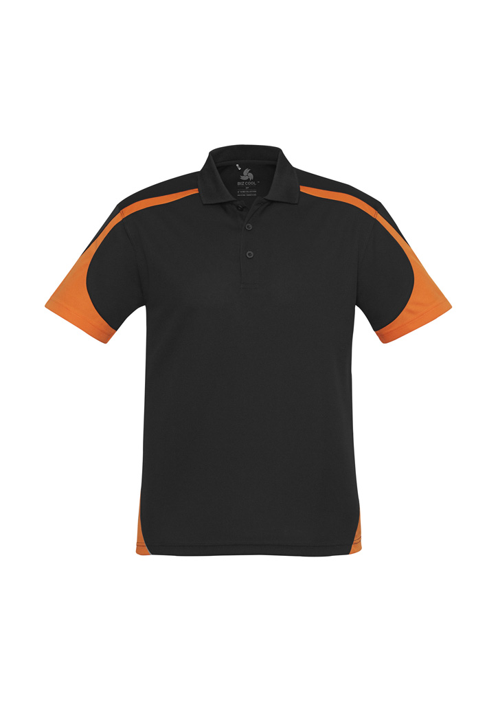 MENS TALON POLO SIZE 2XL -BLACK ORANGE 100% POLOYESTER