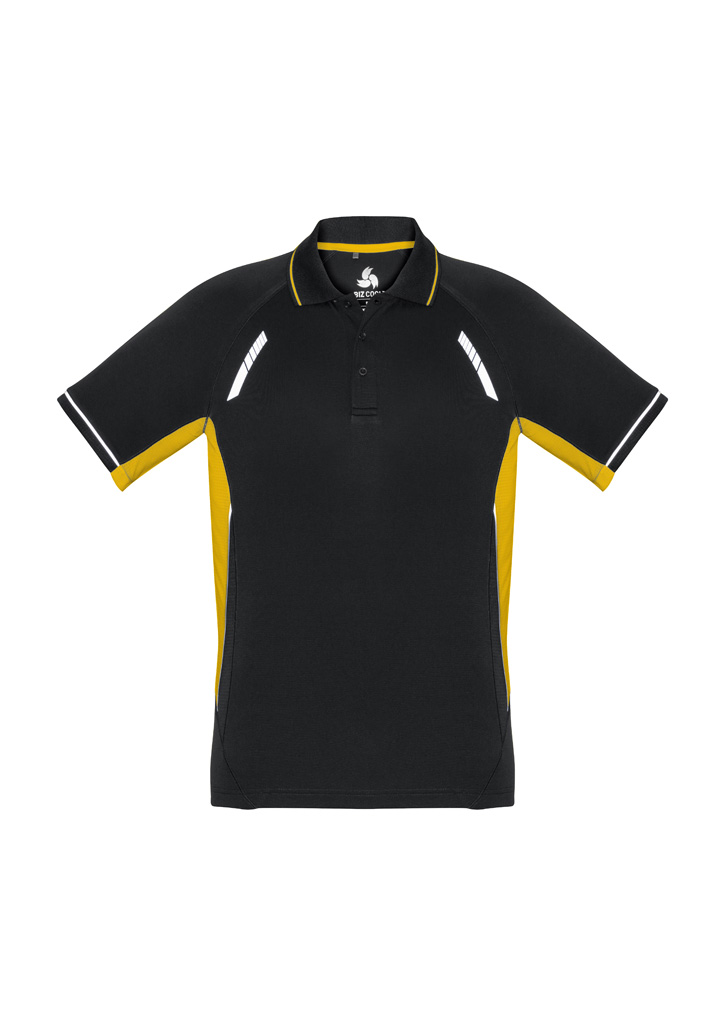 POLO MENS RENEGADE 2XL -BLACK/GLOD SLIVER 100% POLYESTER