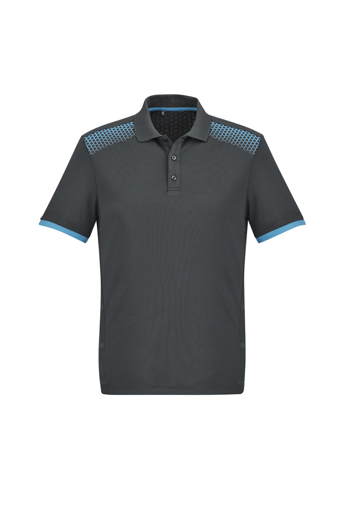 MENS GALAXY POLO SIZE 2XL -GREY CYAN 100% POLOYESTER