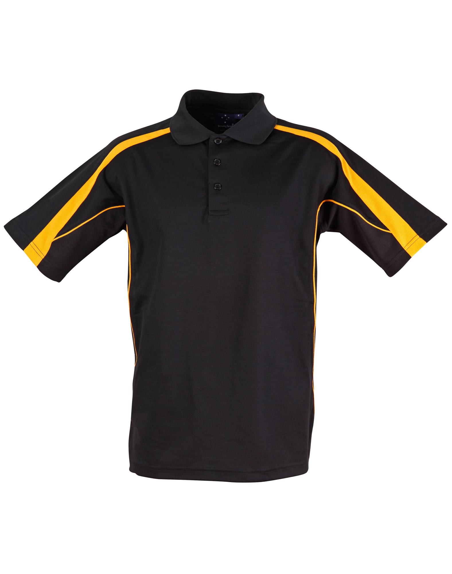 MENS TRUE DRY POLO S/S SIZE 2XL -185GSM BLACK GOLD