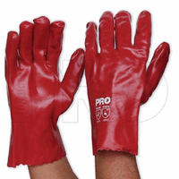 GLOVE PVC RED 27CM LONG 