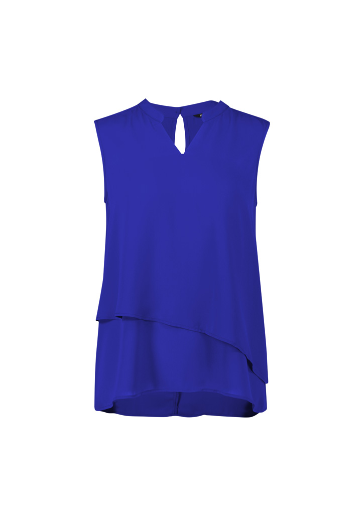 LADIES SEVILLE COBALT SIZE 10 -SLEEVELESS LAYERED BLOUSE