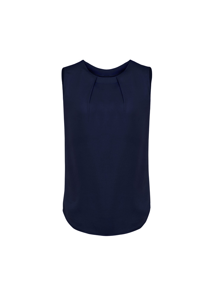 BLOUSE LADIES ESTELLE NAVY S10 -CURVED HEM