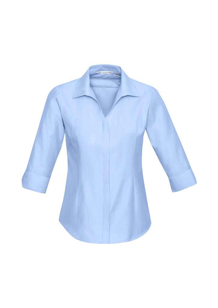 LADIES PRESTON 3/4 SLEEVE SHIRT S10 - BLUE