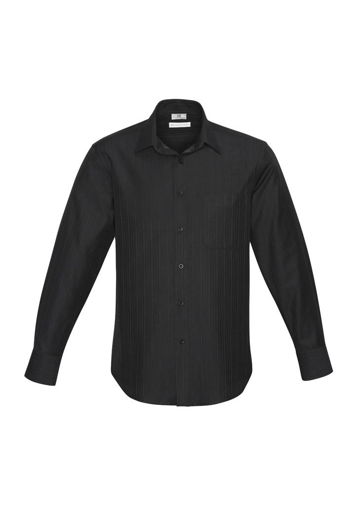 SHIRT MENS PRESTON L/S BLACK 2XL 