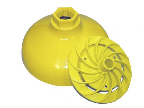 DELUGE SHOWER HEAD YELLOW PLASTIC -CONSTRUCTION WITH IMPELLER