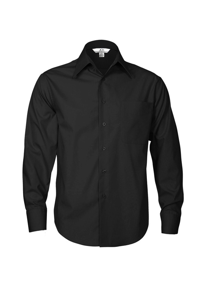 SHIRT MENS METRO L/S BLACK 2XL -65% POLY 35% COTTON POPLIN