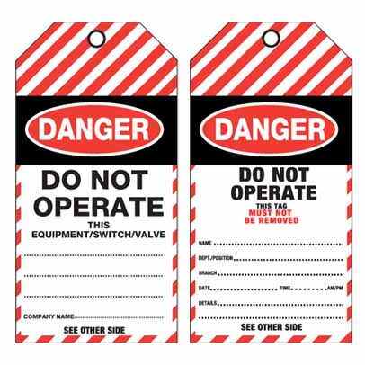 DANGER DO NOT OPERATE (pkt 100) 140 x 75 TEAR PROOF POLY
