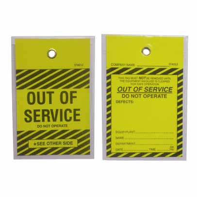 OUT OF SERVICE (pkt 100) -140 x 80 LAMINATED CARD