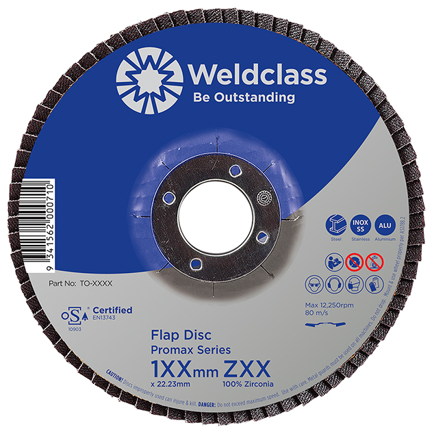 FLAP DISC PROMAX 100MM Z120 10X GRIT (100% ZIRCONIA) WELDCLASS