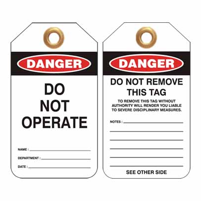 DANGER DO NOT OPERATE (pkt 25) -140 x 80 HEAVY DUTY PVC