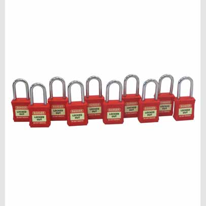 PREMIUM PADLOCK K/A - RED - PK 10 -42mm STEEL SHACKLE