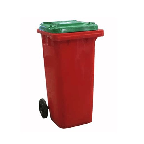 RED WHEELIE BIN GREEN LID 