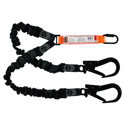 LANYARD 2M ELASTIC DOUBLE (MTO) -1xD/A KARABINER 2x T/A SC/HOOK