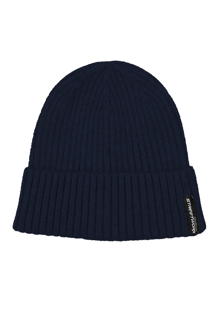 UNISEX STREETWORX BEANIE NAVY -100% ACRYLIC KNIT 100GSM