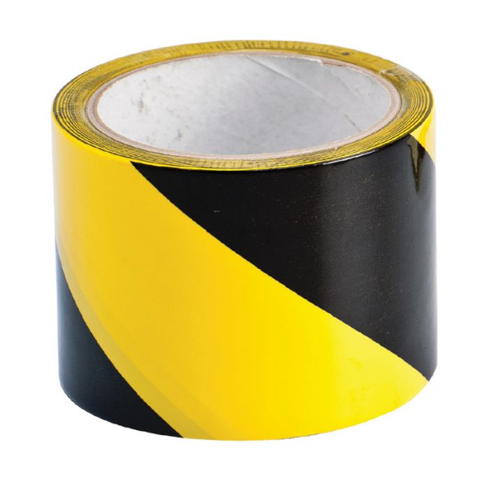 FLOOR TAPE YEL/BLK STRIPE 50MM -SELF-ADH VINYL 16.4M ROLL