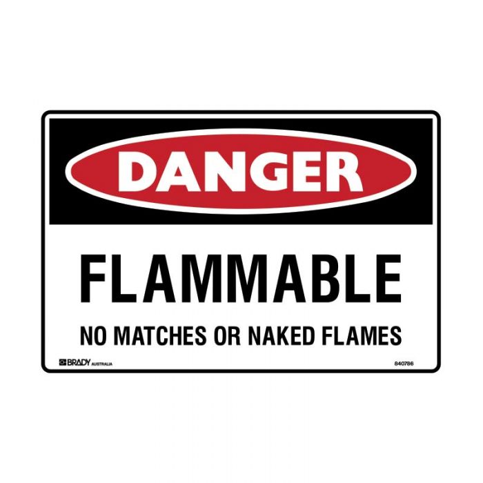 FLAMMABLE NO MATCHES METAL 450 X600MM
