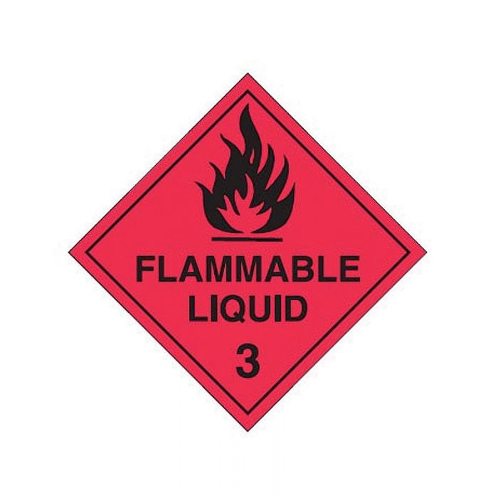 FLAMMABLE LIQUID 3 BLACK/RED -METAL 270MM SQ NON REFLECTIVE