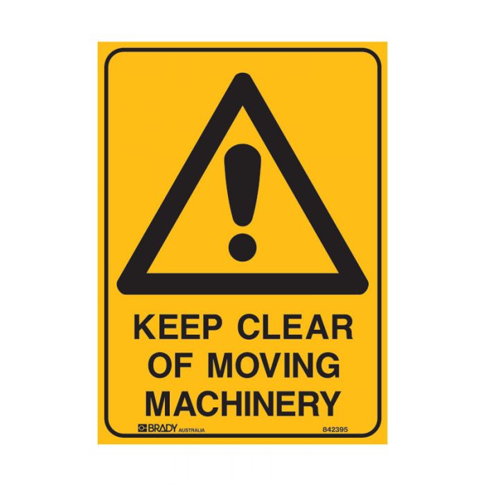 KEEP CLEAR OF MOVING MACHINERY METAL 300 X450MM