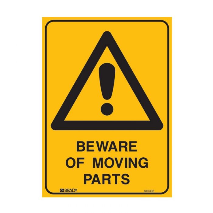 BEWARE OF MOVING PARTS METAL 300 X225MM