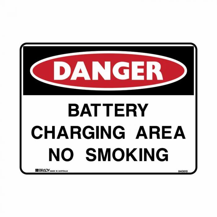 BATTERY CHARGE AREA NO SMOKING METAL 450 X600MM