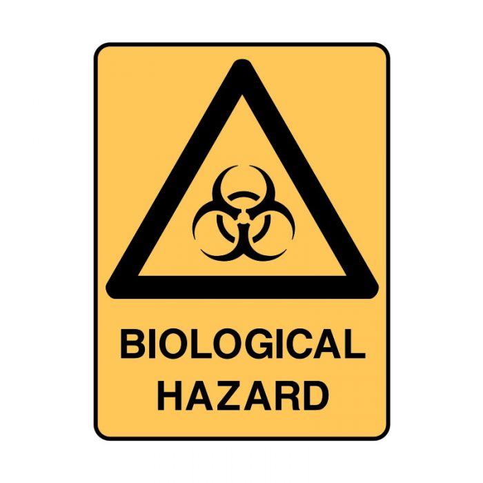 WARNING- BIOLOGICAL HAZARD METAL 450 X600MM