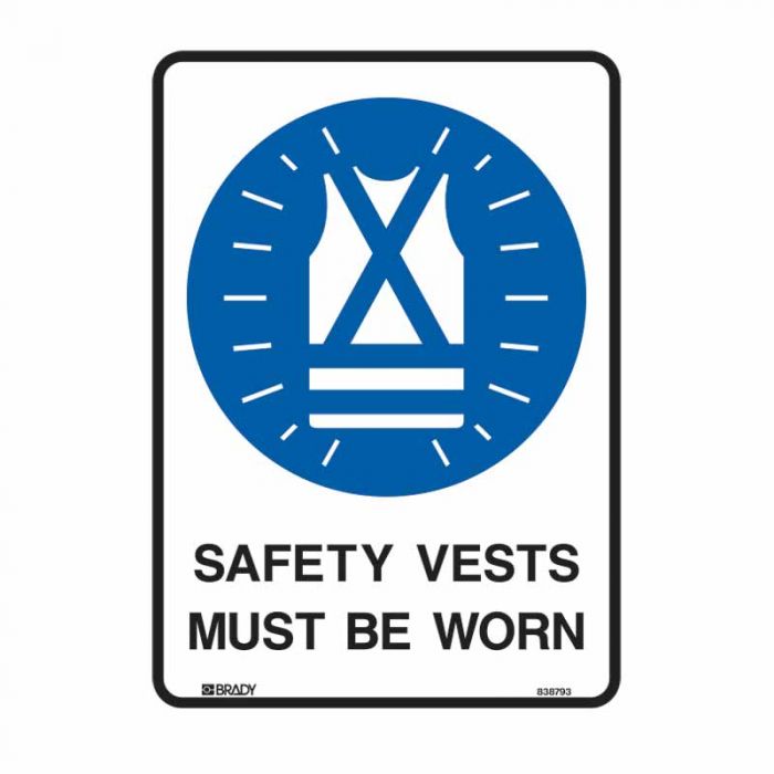 SAFETY VEST MUST BE WORN METAL 450X600MM