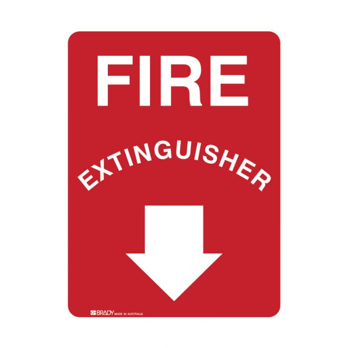 FIRE EXTINGUISHER W/ DOWN ARROW METAL 300 X450MM