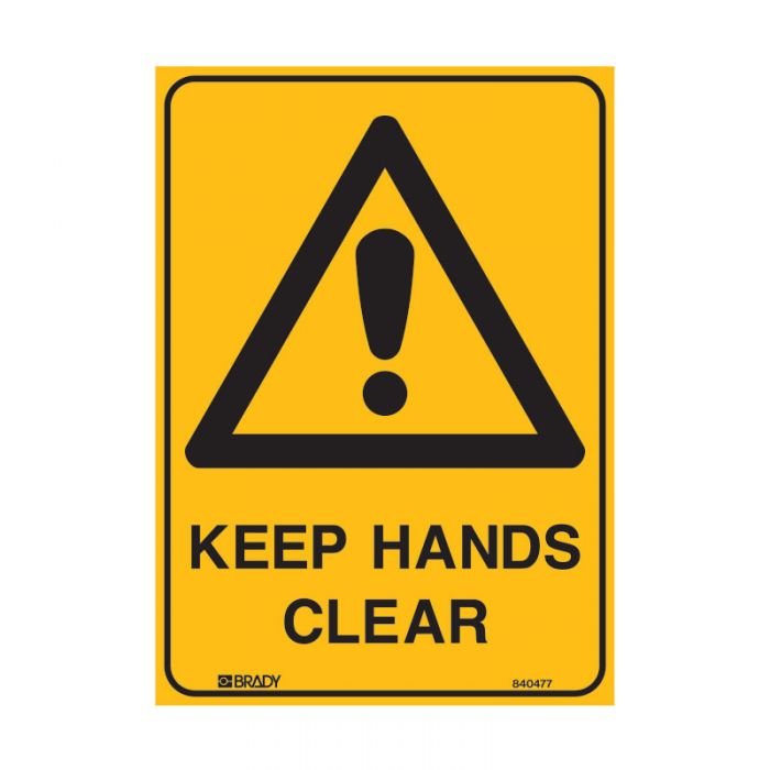 WARNING- KEEP HANDS CLEAR METAL 450 X600MM