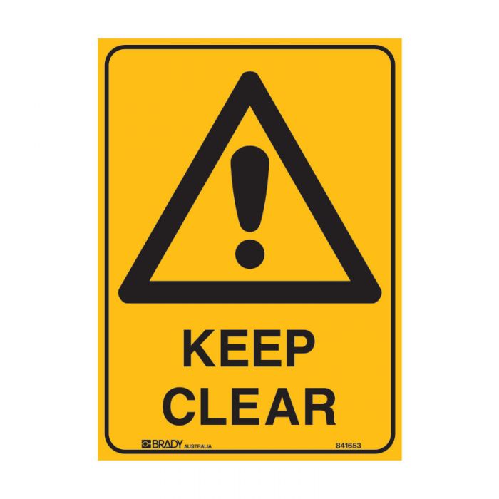 WARNING- KEEP CLEAR METAL 450 X600MM