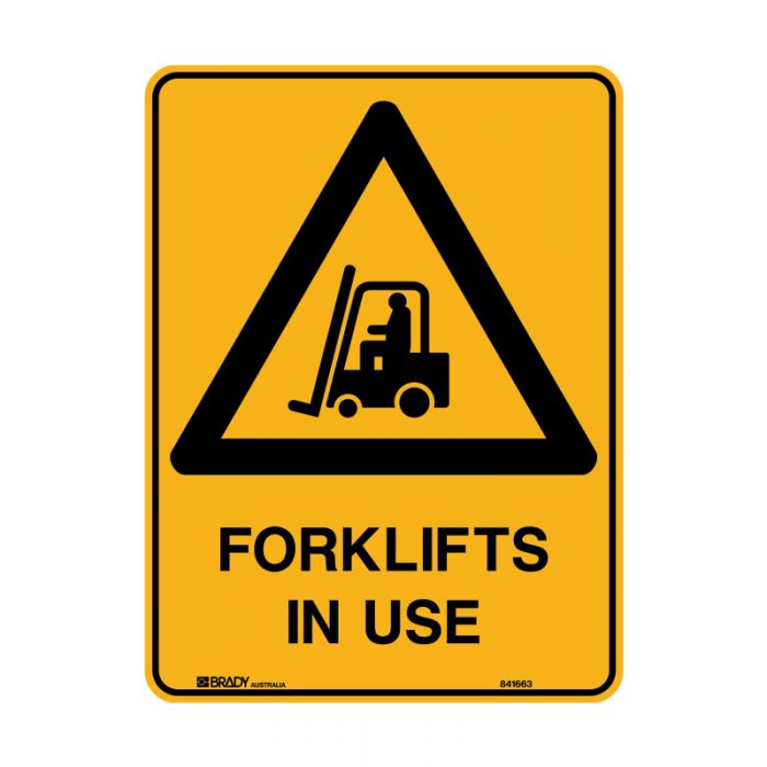 WARNING- FORKLIFTS IN USE METAL 450 X600MM