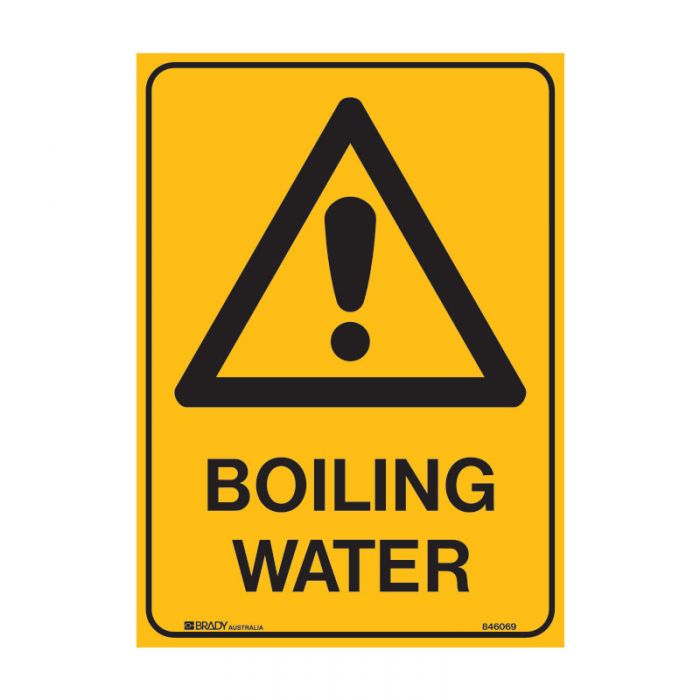 WARNING- BOILING WATER METAL 300 X225MM