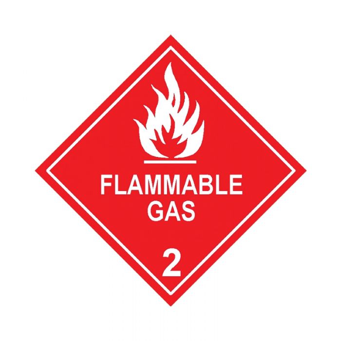 FLAMMABLE GAS 2 - WHITE/RED -METAL 270MM SQ NON REFLECTIVE