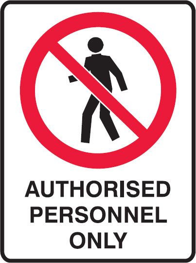 AUTHORISED PERSONNEL ONLY METAL 450 X600MM
